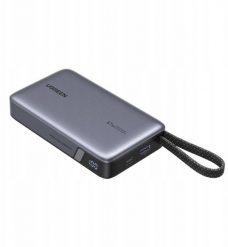 Powerbank 20000mAh Ugreen PB550, 67W, USB + USB-C, wbudowany kabel (szary). Szare powerbanki Ugreen. Za 170.98 zł.