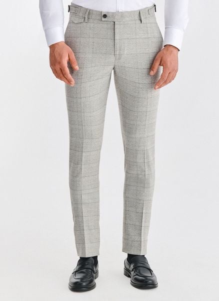 PAKO LORENTE – Szare spodnie garniturowe w kratkę. Szare eleganckie spodnie męskie Pako Lorente, bez wzorów, z elastanu, eleganckie. Za 399.99 zł.