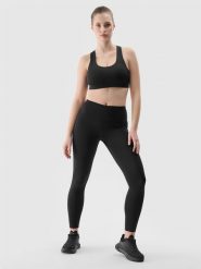 4F Legginsy treningowe z materiału z recyklingu damskie - czarne XS. Czarne legginsy damskie 4F, bez wzorów, z dzianiny. W wyprzedaży za 59.99 zł.