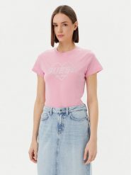 Guess T-Shirt V5GI10 K9RM1 Różowy Regular Fit. Czerwone t-shirty damskie Guess, m, z aplikacjami, z bawełny, bez kołnierzyka, bez ramiączek. Za 109.99 zł.