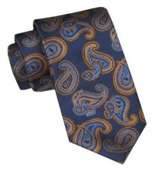 Angelo di Monti - Krawat Męski - Granatowy w Duże Paisley. Niebieskie krawaty i muchy Angelo di Monti, bez wzorów, z tkaniny, eleganckie. Za 45.00 zł.