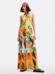 Desigual Sukienka letnia Tropi 24SWMW08 Kolorowy Loose Fit. Sukienki damskie Desigual, na lato, m, bez wzorów, z wiskozy, bez kołnierzyka, bez ramiączek. Za 299.99 zł.