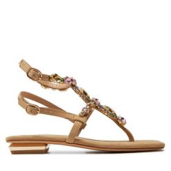 Sandały Alma En Pena. Brązowe sandały damskie Alma En Pena, bez wzorów, bez obcasa, na płaskiej podeszwie, bez zapięcia. Za 289.99 zł.