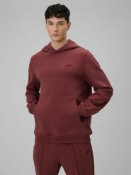 4F Bluza dresowa regular z kapturem męska - burgundowa XL. Czerwone bluzy męskie 4F, m, bez wzorów, z dresówki, z kapturem. Za 249.99 zł.