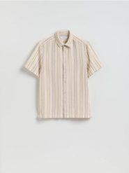 Strukturalna koszula comfort - beżowy. Brązowe koszule męskie Reserved, l, bez wzorów, z bawełny, bez kołnierzyka, bez ramiączek. Za 139.99 zł.