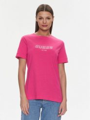 Guess T-Shirt Eleanora V4RI10 K8HM4 Różowy Regular Fit. Czerwone t-shirty damskie Guess, xxs, z aplikacjami, z bawełny, bez kołnierzyka, bez ramiączek. Za 169.99 zł.