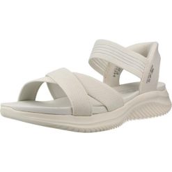 Sandały SKECHERS ULTRA FLEX 3.0 SANDAL NEV Biały. Białe sandały damskie Skechers, bez wzorów, z materiału, bez obcasa, bez zapięcia. Za 248.99 zł.