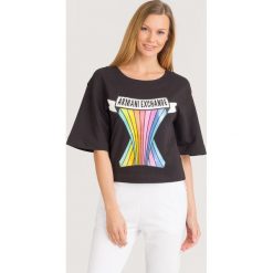 BLUZA Armani Exchange. Czarne bluzy damskie Armani Exchange, l, bez wzorów, z bawełny, bez ramiączek, bez kaptura. Za 221.00 zł.