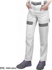 R.E.I.S. CORTON-L-T - Damskie spodnie ochronne do pasa CORTON, tkane 100% bawełna 260 g/m2 6 kieszeni elementy odlaskowe - biało-szary 36. Białe spodnie dresowe damskie R.E.I.S., bez wzorów, z bawełny, sportowe. Za 114.90 zł.