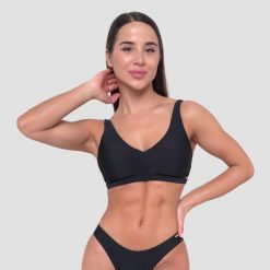 Góra od bikini damska pływanie regulowana czarna. Czarne stroje kąpielowe damskie GYMBEAM, l, bez wzorów, z elastanu. Za 105.90 zł.
