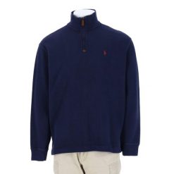 Second life - Męski sweter z kołnierzem typu truck - Stan bardzo dobry. Niebieskie swetry męskie Ralph Lauren, m, bez wzorów, sportowe, bez kołnierzyka, bez ramiączek. Za 255.56 zł.