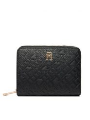 Tommy Hilfiger Portfel Med Za W/Flap Mono AW0AW18035 Czarny. Czarne portfele damskie Tommy Hilfiger, ze skóry. Za 299.99 zł.
