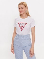 Guess T-Shirt W1YI1B I3Z14 Biały Slim Fit. Białe t-shirty damskie Guess, xxl, z aplikacjami, z bawełny, bez kołnierzyka, bez ramiączek. Za 99.99 zł.