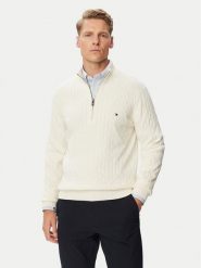 Tommy Hilfiger Sweter Classic MW0MW36532 Kremowy Regular Fit. Białe swetry męskie Tommy Hilfiger, l, bez wzorów, z bawełny, bez kołnierzyka, bez ramiączek. Za 649.99 zł.