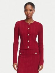 Guess Kardigan W6YR26 Z0973 Bordowy Regular Fit. Czerwone kardigany damskie Guess, xxl, z aplikacjami, z wiskozy, bez kołnierzyka. Za 474.99 zł.