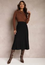 Czarna Dzianinowa Spódnica Trapezowa Midi Arion. Czarne spódnice damskie Renee, l, bez wzorów, z dzianiny, eleganckie, midi, trapezowe. Za 79.99 zł.