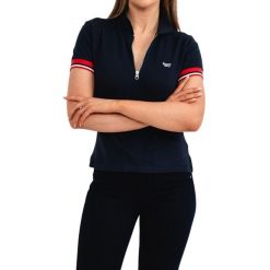 Koszulka turystyczna damska Superdry Vintage Zippes S/S Polo. Niebieskie koszulki sportowe damskie Superdry, s, bez wzorów, z bawełny, bez ramiączek. W wyprzedaży za 101.00 zł.