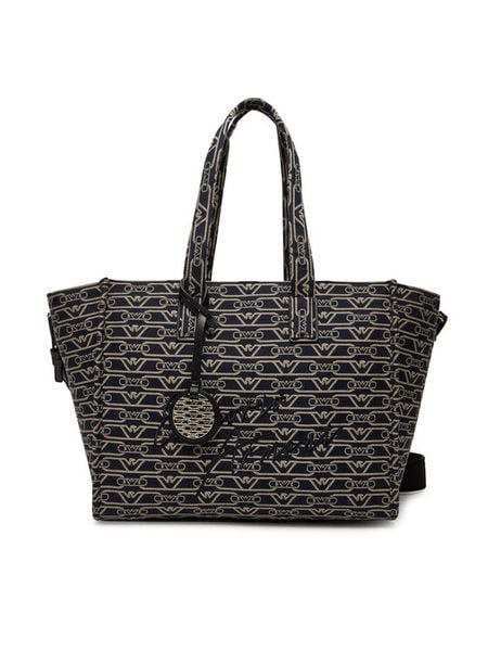 Emporio Armani Torebka EW000370 AF12993 FB237 Granatowy. Niebieskie shopperki damskie Emporio Armani, bez wzorów, z materiału, bez dodatków. Za 1,129.00 zł.