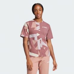 Koszulka Terrex Multi Climacool Printed. Brązowe bluzki damskie Adidas, m, bez wzorów, sportowe, bez kołnierzyka, bez ramiączek. W wyprzedaży za 119.40 zł.