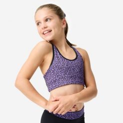 Stanik gimnastyczny Domyos. Czarne body DOMYOS, bez wzorów, z elastanu. Za 49.99 zł.