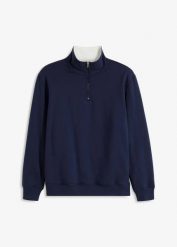 Bluza termiczna ze stójką, na ciepłej podszewce. Niebieskie bluzy męskie bonprix, l, bez wzorów, bez ramiączek, bez kaptura. Za 149.99 zł.