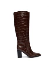 Guess Kozaki FLFPER LEP11 Brązowy. Brązowe kozaki damskie Guess, z aplikacjami, ze skóry, bez obcasa, na słupku, bez zapięcia. Za 799.99 zł.