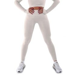 Techniczne legginsy z efektem push-up i idealną sylwetką. Białe legginsy damskie R-EVENGE, bez wzorów, z elastanu. Za 195.88 zł.