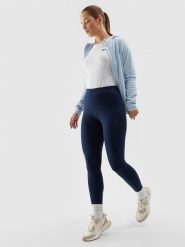 4F Legginsy dzianinowe damskie - granatowe XS. Niebieskie legginsy damskie 4F, bez wzorów, z bawełny. Za 39.99 zł.