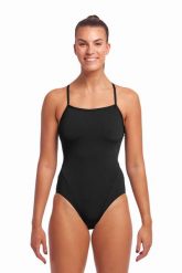 Strój do pływania menstruacyjny FUNKITA Still Black - Swim Secure Single Strap. Czarne stroje kąpielowe damskie Funkita, l, bez wzorów, z elastanu. Za 249.00 zł.