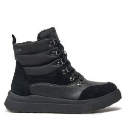 Trzewiki Jana. Czarne botki damskie Jana, bez wzorów, bez obcasa, na płaskiej podeszwie, bez zapięcia. Za 239.99 zł.