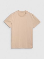 4F T-shirt regular z nadrukiem męski - beżowy XL. Brązowe t-shirty męskie 4F, m, bez wzorów, z bawełny, bez kołnierzyka, bez ramiączek. W wyprzedaży za 39.99 zł.
