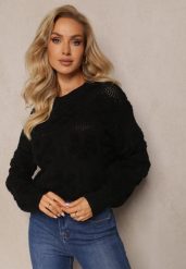 Czarny Sweter z Wełną i Bawełną z Pluszowymi Wstawkami Alrua. Czarne swetry nierozpinane damskie Renee, na zimę, m, bez wzorów, z bawełny, casualowe, bez kołnierzyka, bez ramiączek. Za 84.99 zł.