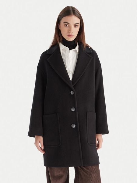 MAX&Co. Płaszcz wełniany 2526016023200 Czarny Regular Fit. Czarne płaszcze damskie MAX&Co., na zimę, bez wzorów, z wełny, bez kołnierzyka, bez kaptura. Za 1,089.00 zł.