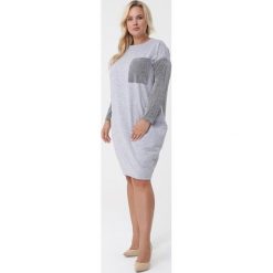 Jasnoszara Sukienka Fenella. Sukienki damskie Born2be, bez wzorów, z dzianiny, bez kołnierzyka, bez ramiączek, midi. Za 69.99 zł.