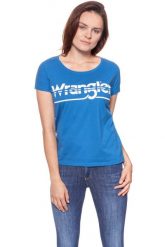 WRANGLER T SHIRT DAMSKI SS GRAPHIC TEE DEEP WATER W7Z02EVDF 112132145. Niebieskie t-shirty damskie Wrangler, xs, bez wzorów, bez kołnierzyka, bez ramiączek. W wyprzedaży za 39.99 zł.