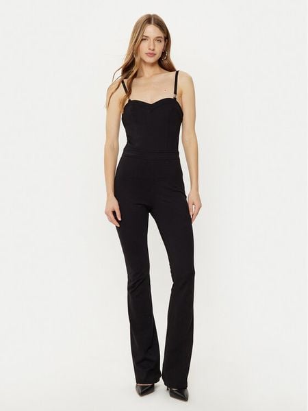Guess Kombinezon W5RD90 KCMU2 Czarny Slim Fit. Czarne sukienki damskie Guess, xl, z aplikacjami, z wiskozy, bez kołnierzyka, bez ramiączek. Za 289.99 zł.
