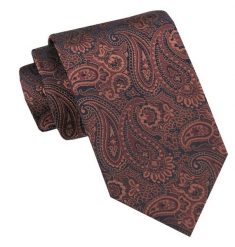 Klasyczny, Męski Krawat - Szeroki - Chattier - Kolor Ciemnomiedziany, Paisley. Krawaty i muchy Chattier, bez wzorów, z tkaniny, eleganckie. Za 49.00 zł.