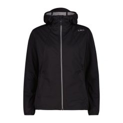 Kurtka damska turystyczna CMP 35A6246. Czarne kurtki sportowe damskie CMP, l, bez wzorów, z softshellu, bez ramiączek, z kapturem, trekkingowe. Za 425.00 zł.