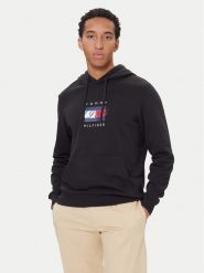 Tommy Hilfiger Bluza Linear Flag MW0MW41332 Czarny Regular Fit. Czarne bluzy męskie Tommy Hilfiger, m, bez wzorów, z bawełny, bez ramiączek, bez kaptura. Za 359.99 zł.