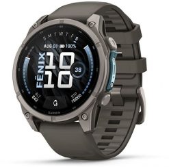 Smartwatch Garmin Fēnix® 9 – 47mm Tytan z kamienno-szarym silikonowym paskiem (010-04762-01). Szare zegarki smartwatch Garmin, bez wzorów. Za 4,299.00 zł.