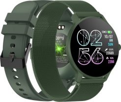 Smartwatch Bemi Smartwatch Bemi ARI Zielony Bluetooth Dwa Paski 1.3 Cala 240x240 64MB. Zielone zegarki smartwatch BEMI, bez wzorów. Za 223.38 zł.