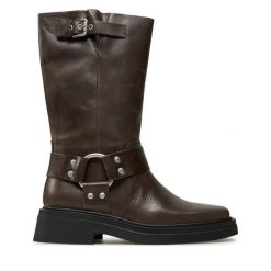 Kozaki Vagabond Shoemakers. Brązowe kozaki damskie Vagabond Shoemakers, bez wzorów, bez obcasa, na płaskiej podeszwie, bez zapięcia. Za 1,149.00 zł.