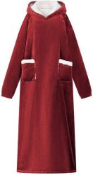 VidaXL Bluza-koc Bordowy Czerwony Fleece i Flanela. Czerwone bluzy damskie vidaXL, bez wzorów, bez ramiączek, bez kaptura. Za 168.99 zł.