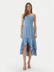 Guess Sukienka jeansowa W6GK89 D0908 Niebieski Slim Fit. Niebieskie sukienki damskie Guess, m, z aplikacjami, z jeansu, bez kołnierzyka, bez ramiączek. Za 614.99 zł.