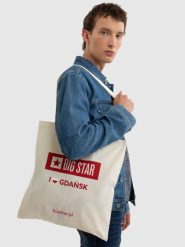 Torba bawełniana unisex GdaŅsk 102. Białe torby podróżne damskie BIG STAR, z aplikacjami, z bawełny, na ramię. Za 4.99 zł.