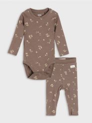 Bawełniany komplet: body i legginsy - brązowy. Brązowe legginsy damskie Sinsay, bez wzorów, z bawełny. Za 22.99 zł.