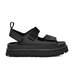 Sandały Ugg Australian W Złotym Świecie Damskie. Czarne sandały damskie UGG, bez wzorów, z materiału, bez obcasa, na platformie, bez zapięcia. Za 399.00 zł.