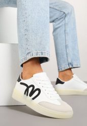 Białe Sneakersy Klasyczne Tenisówki z Abstrakcyjną Aplikacją Ailinne. Białe trampki i tenisówki damskie Renee, z aplikacjami, z jeansu, bez zapięcia. Za 74.99 zł.