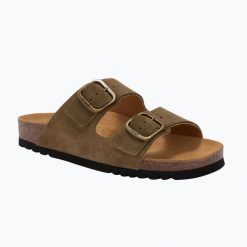 Klapki damskie Scholl Josephine Suede. Zielone klapki damskie Scholl, na lato, bez wzorów, z materiału, eleganckie, bez obcasa, bez zapięcia. Za 409.99 zł.
