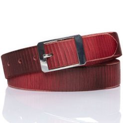 MUSTANG PASEK SKÓRZANY 35 mm SOPO-MUS069. Czerwone paski męskie Mustang, prążkowane, klasyczne. Za 59.99 zł.